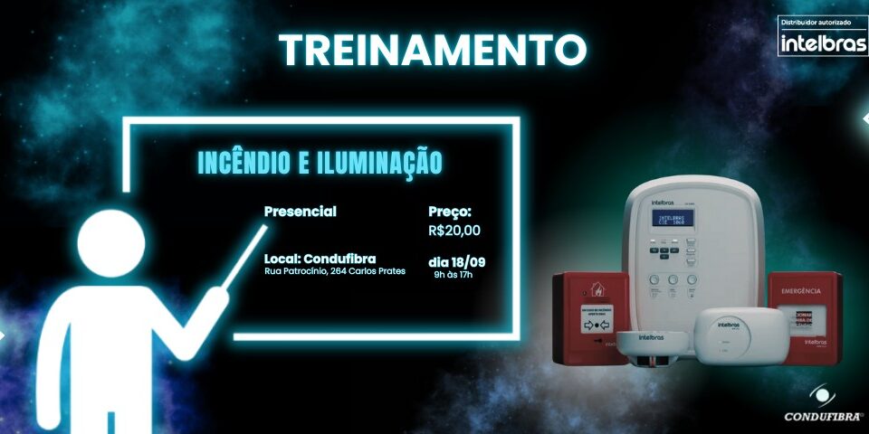 Capa de treinamento técnico sobre incêndio e iluminação ofertado pela Condufibra em BH